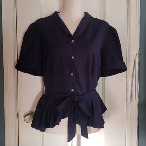 Collectif Navy Peplum Blouse